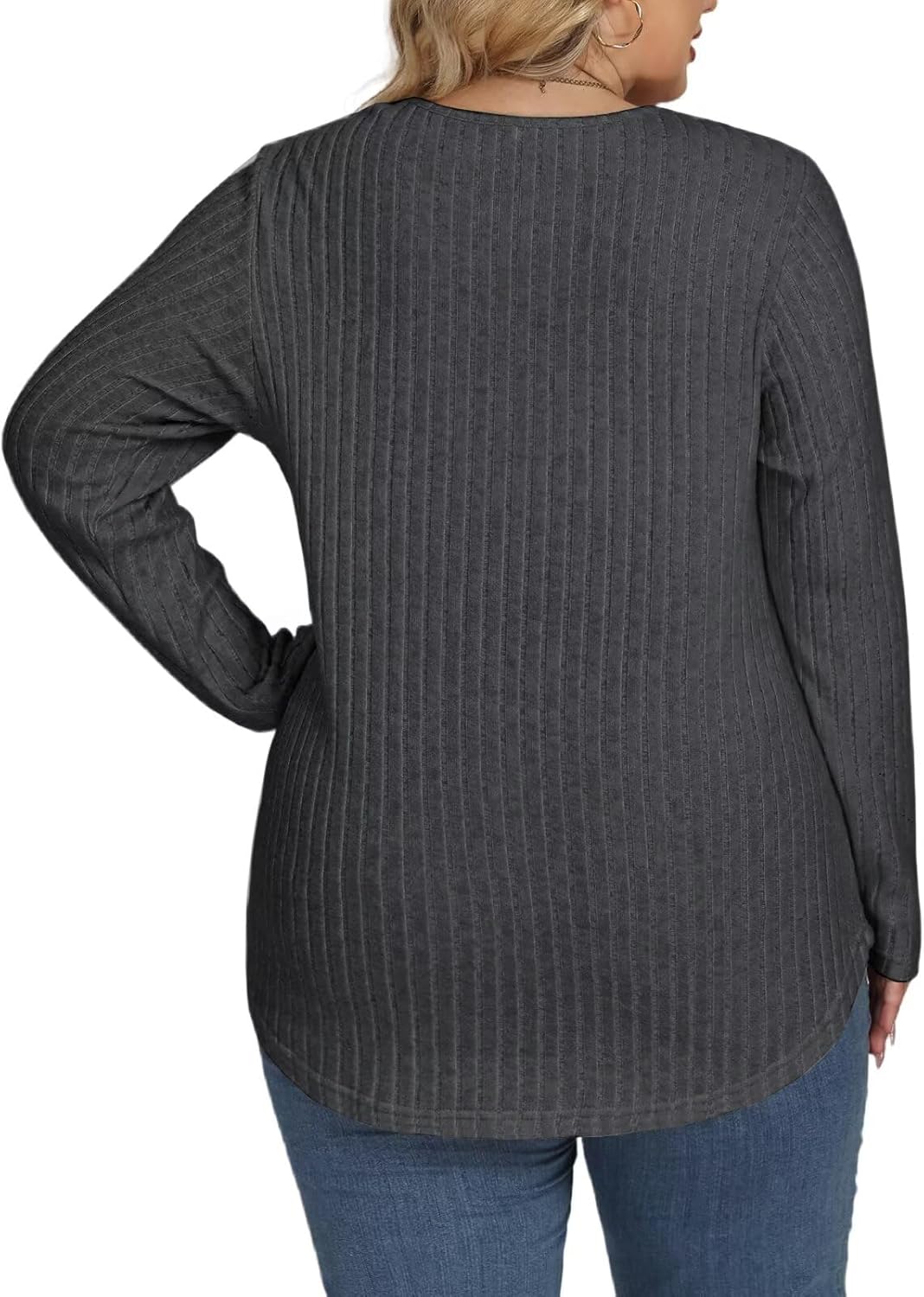 Plus-Size-Sweaters for Women Trendy Long Sleeve Lace Shirts Loose Lightweight Mesh Tops Casual Knit Pullover Tunics - Image 4