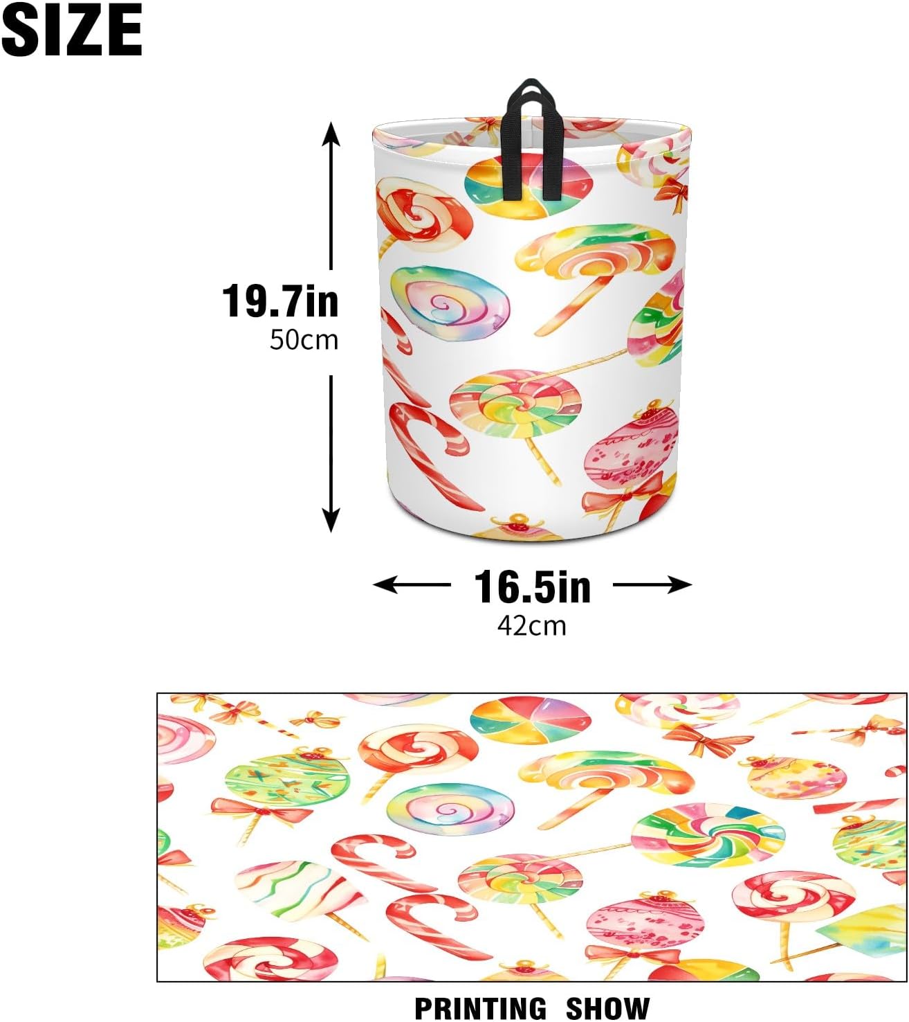 Candy Christmas Large Laundry Hamper Foldable Waterproof Dirty Clothes Basket Dorm Clean Laundry Baskets