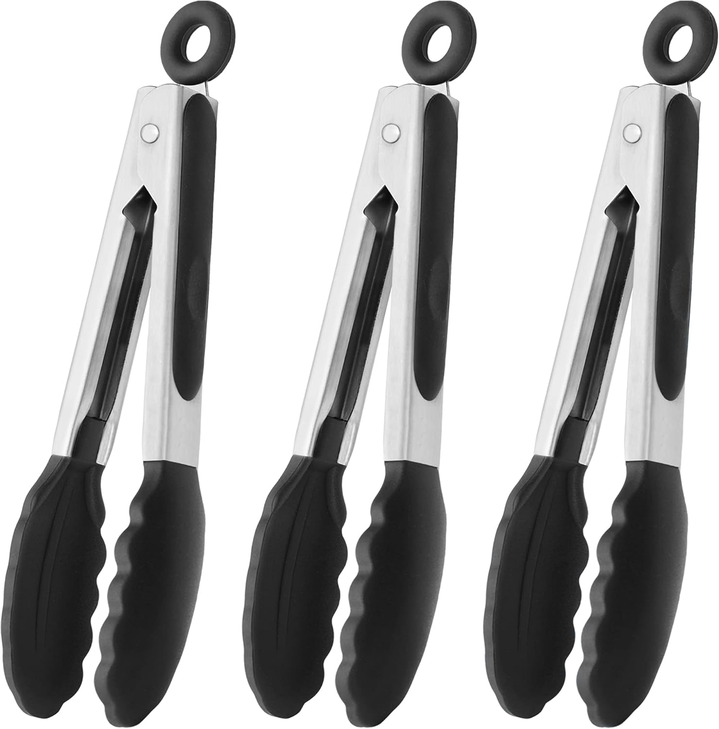 HINMAY Small Tongs with Silicone Tips 7Inch Kitchen Tongs Mini Food