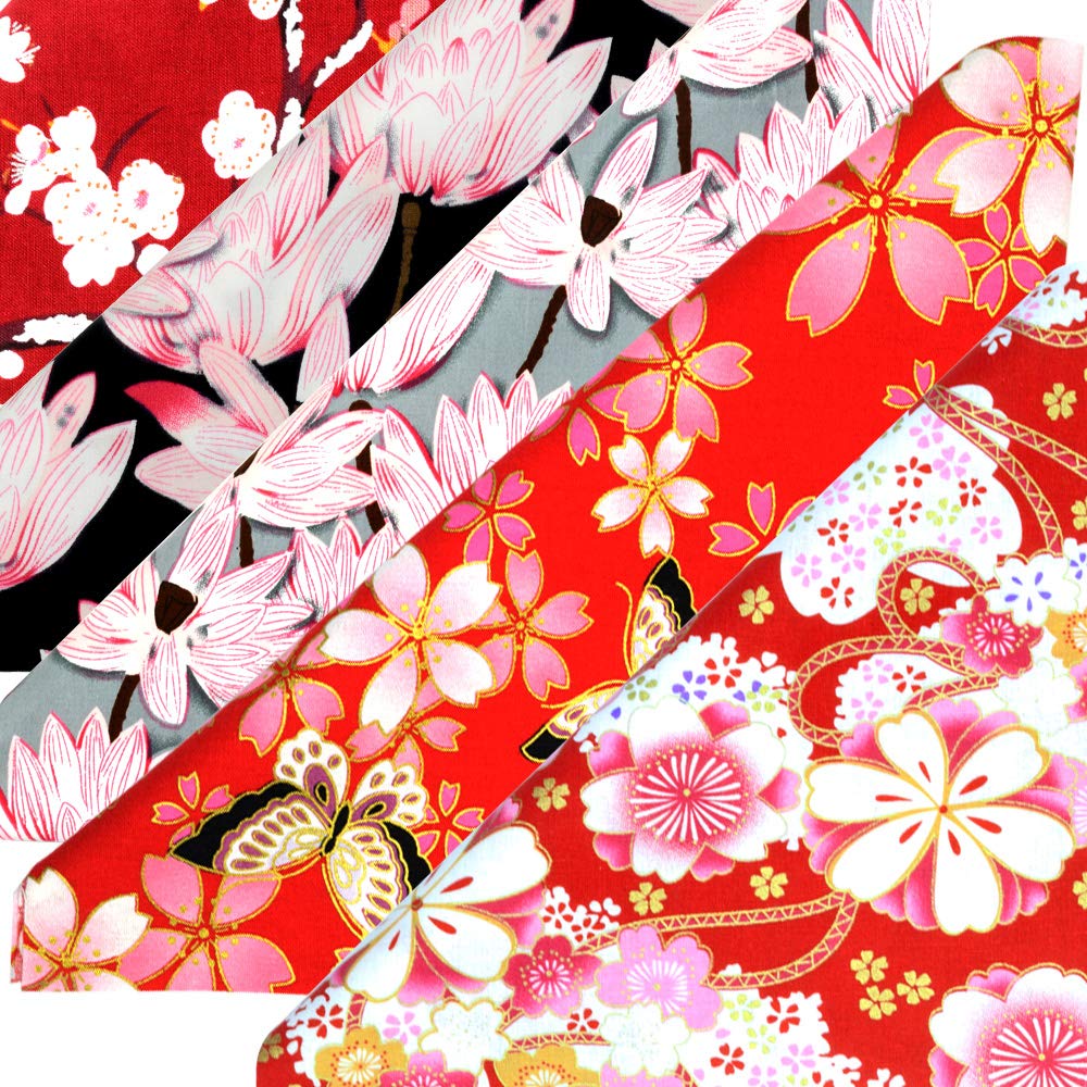 5 piezas de tela de algodón para manualidades cuadrados, 50 x 50 cm (50 x 50 cm), colorido estilo japonés de algodón para envolver cuadrados de tela para coser patchwork