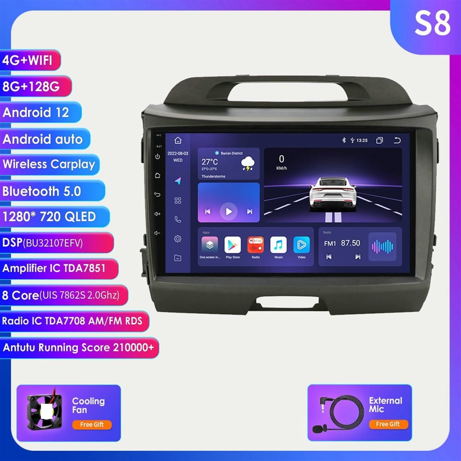 Nawigacja satelitarna Odtwarzacz Multimedialny Nawigacja GPS Samochodowe Radio Samochodowe Radioodtwarzacz Stereo(S8)