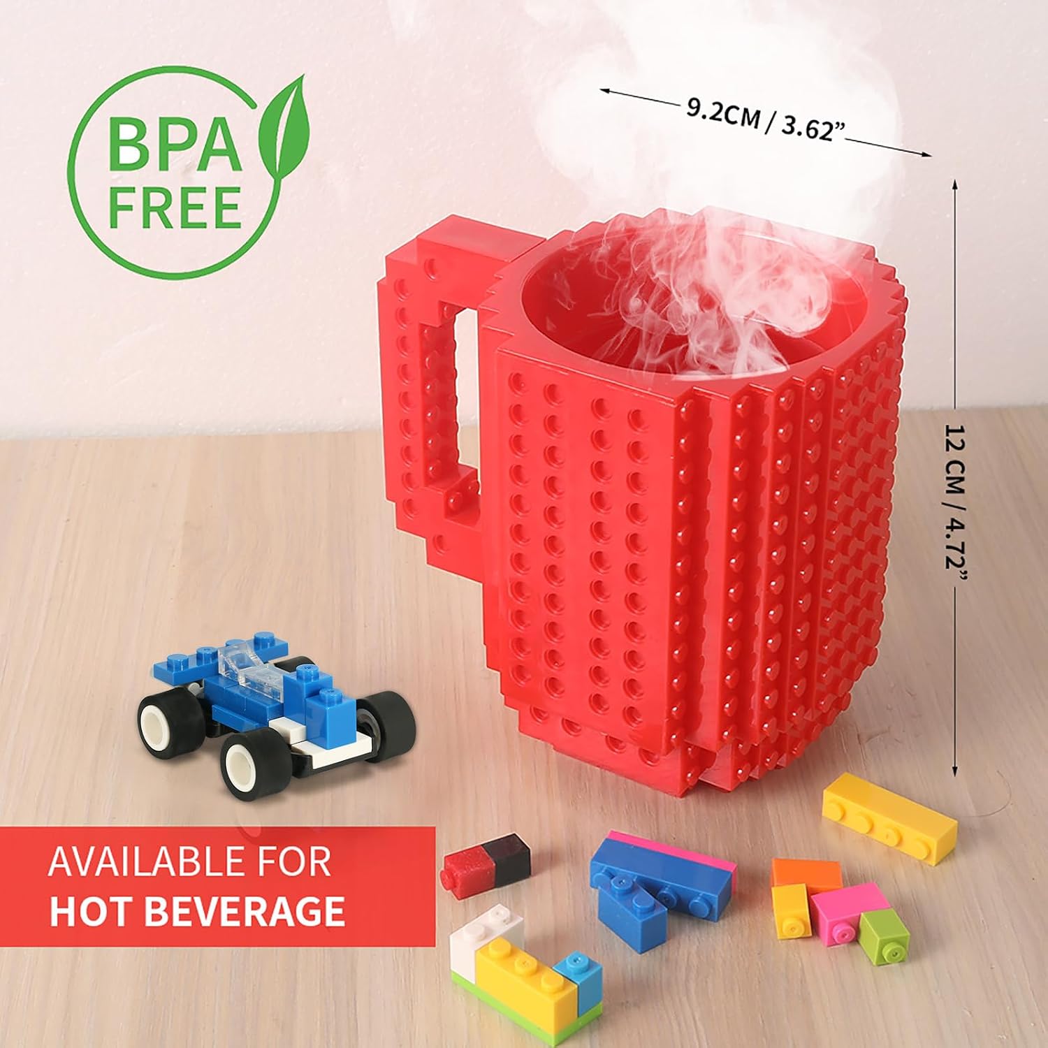 Lumsburry Build-on Brick Coffee Mug, Funny DIY Novelty Cup with Building Blocks Creative for Kids Men Women Xmas Birthday (Cool Black), view 10