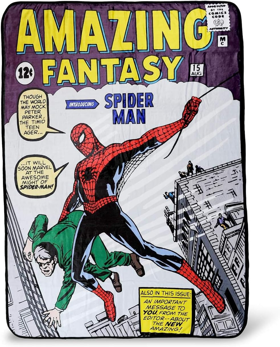 Spider-Man Marvel Amazing Fantasy No. 15 Fleece Throw Blanket | Official Marvel Collectible Blanket | Measures 60 x 45 Inches