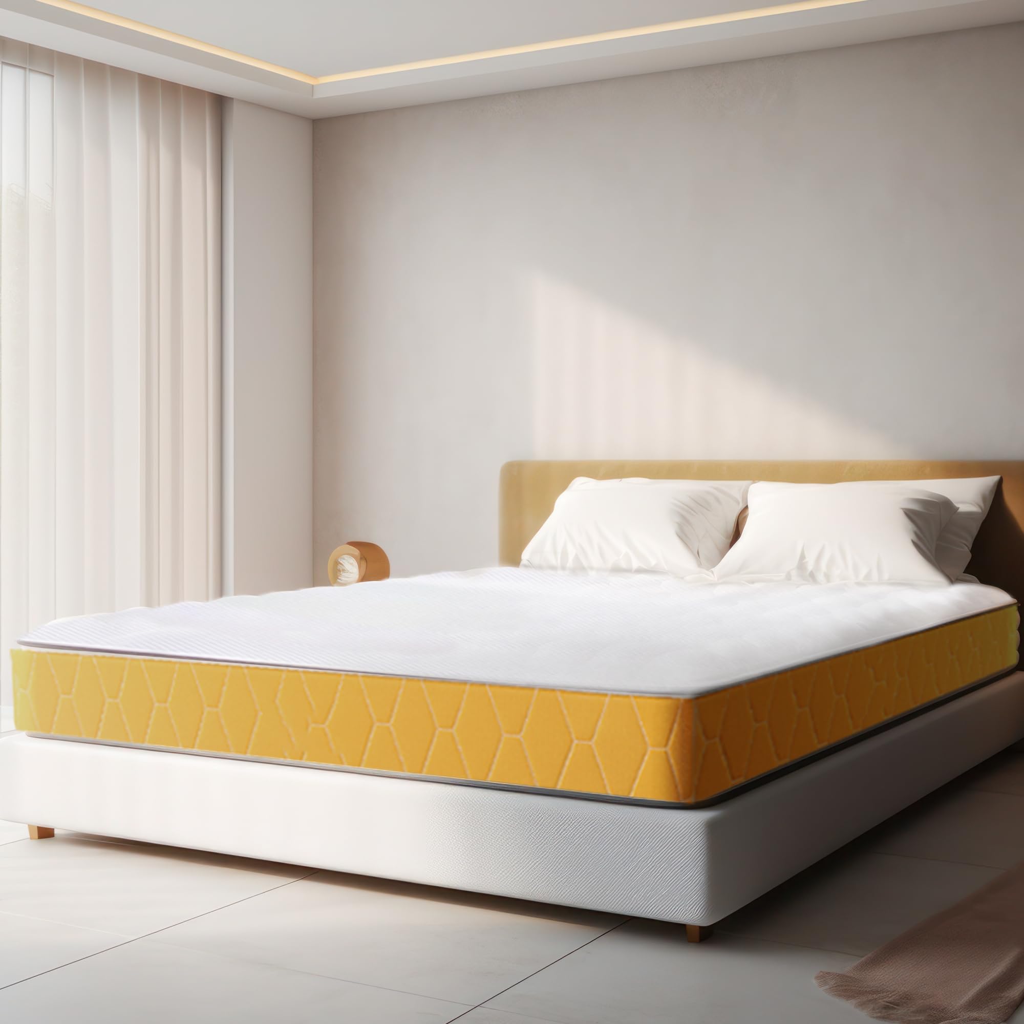 Sleepwell Dual Mattress | Reversible | High Density (HD) Foam | 5-inch King Bed Size, Medium Soft & Hard (Orange, 72x70x5)
