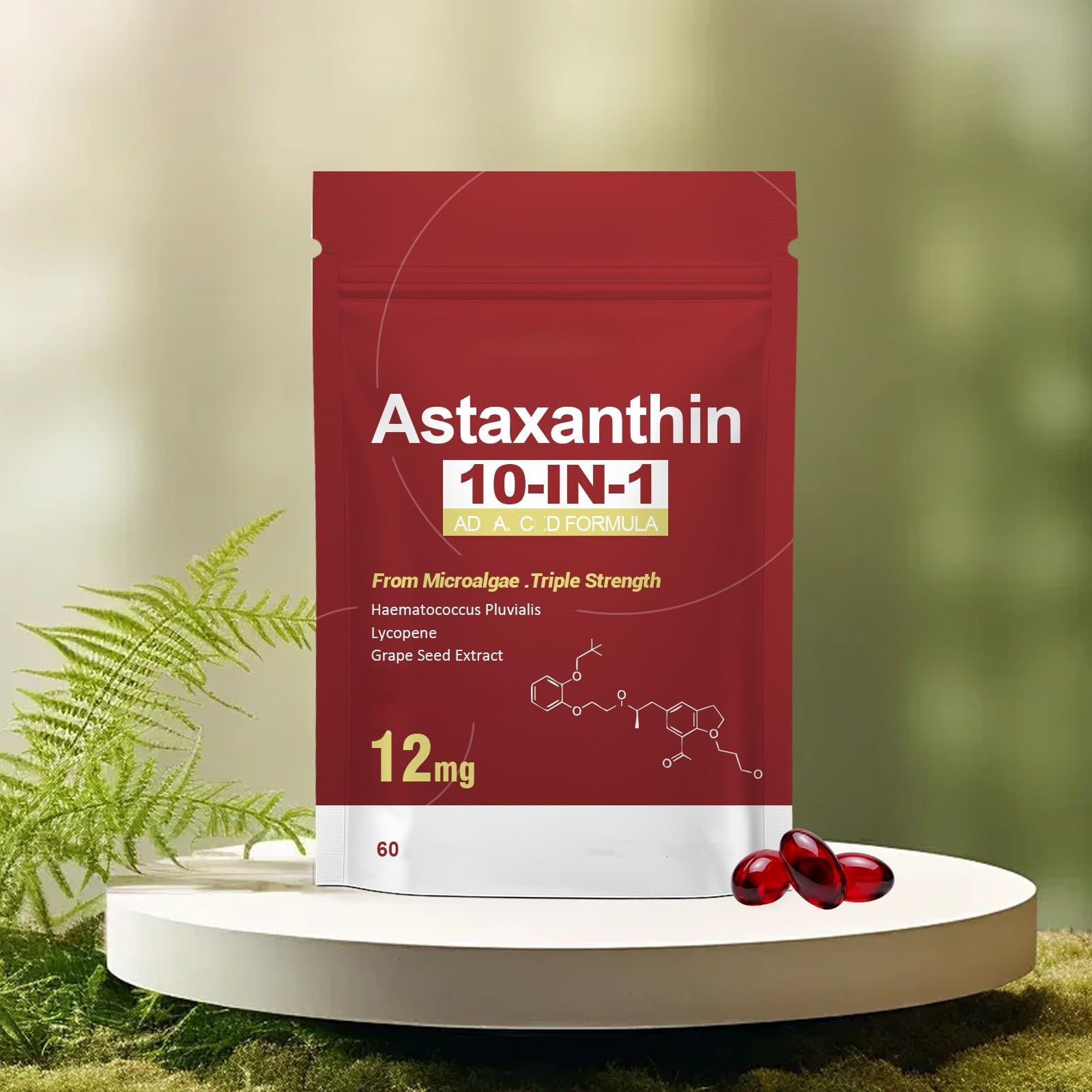 Astaxantina 12 mg, adecuada para hombres y mujeres (60 unidades)