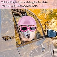 Vista 6 de Frienda Casco y Gafas para Perros, Gafas de Protección UV para Perros y Casco de Motocicleta para Cachorros de 4 Pulgadas con Almohadillado Adorable
