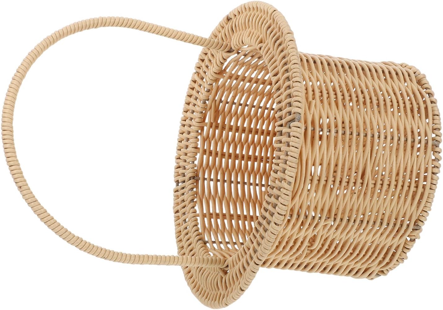 Imitation Rattan Wedding Flower Girl Basket with Handle Large Plastic Woven Basket for Summer Beach and Rustic Ceremony Supplies