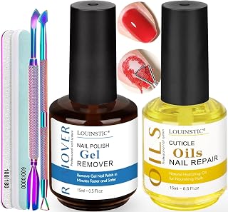LOUINSTIC Gel Polish Remover Kit: 2-5 Min No-Soak Removal with Cuticle Oil & Tools - Fast, Nail-Safe DIY Manicure