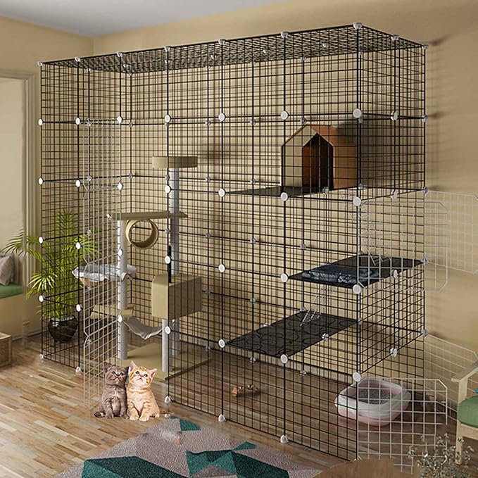 NUACOS Katzengehege Outdoor - DIY Gitterkäfig Für Kleintiere