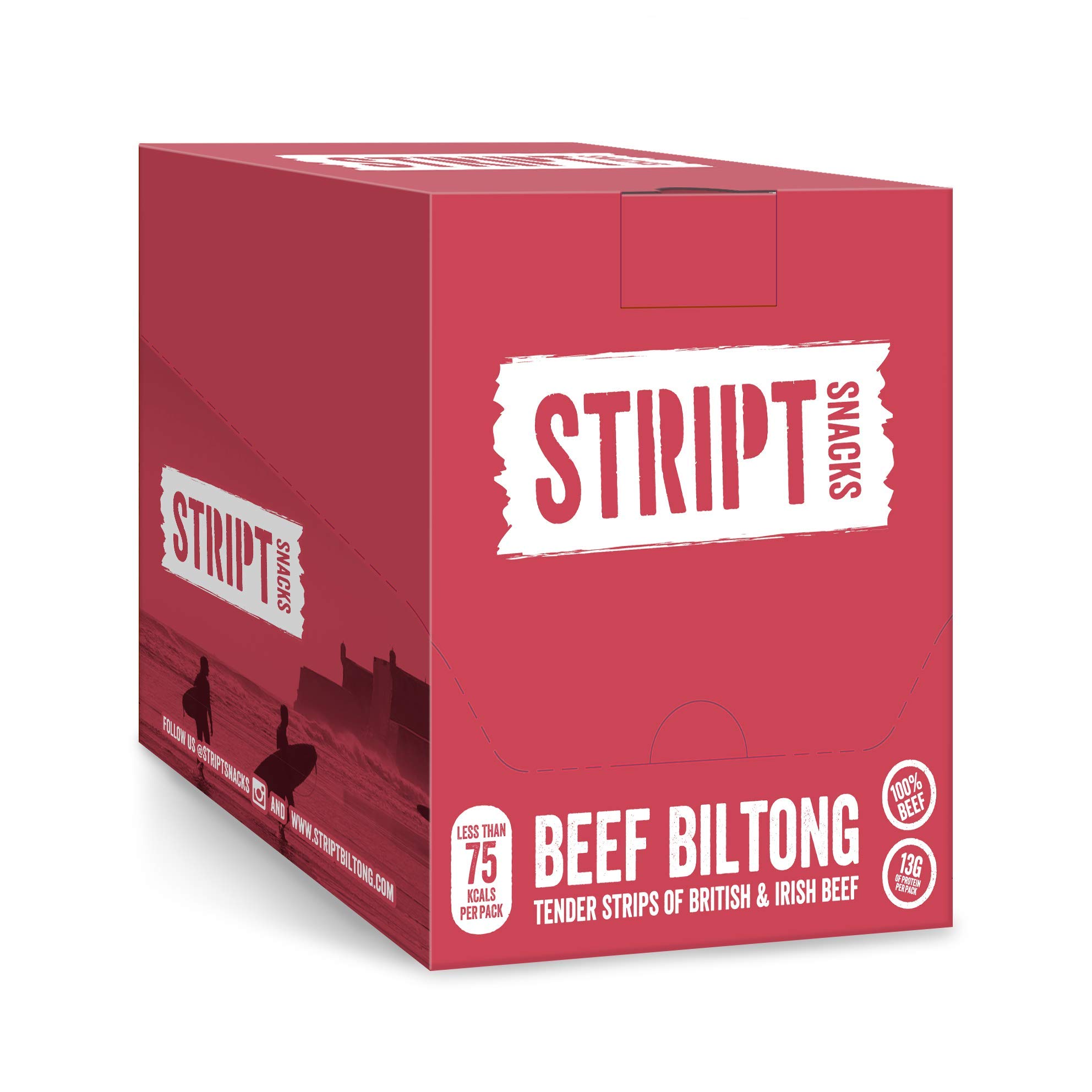 Stript Snacks Beef Biltong Cracked Black Pepper 10x25g Beef Jerky