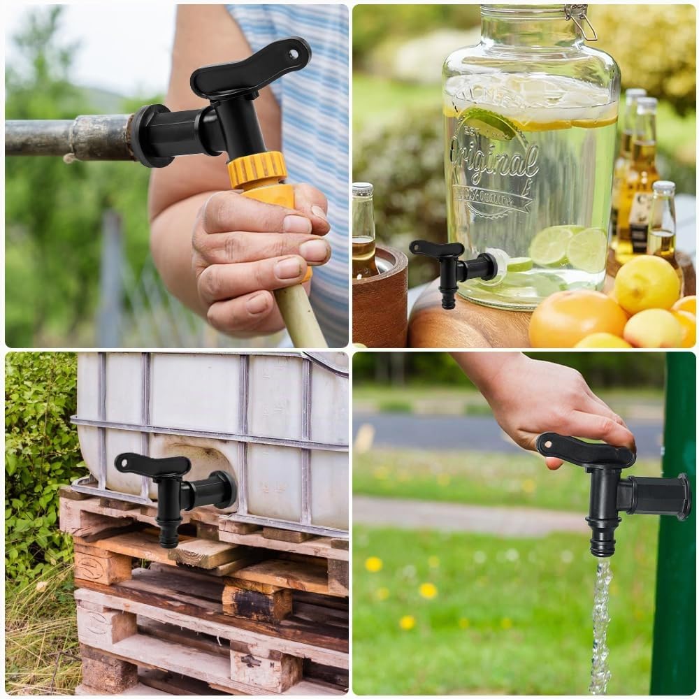 Robinet Cuve Plastique, Robinet Recuperateur Eau de Pluie avec Joint 3/4" Robinet pour Citerne Pluies avec Ruban étanche Boucle Filetée pour le Jardin l'Industrie Recuperateur Eau de Pluies