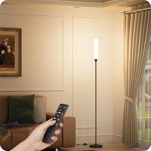 pekipe stehlampe mit fernbedienung dimmbar,Led Stehlampe,eck stehlampe wohnzimmer,Dimmbar Stehleuchte Farbtemperatur 3000k-6000k,Leuchtkraft 10%-100% (black)