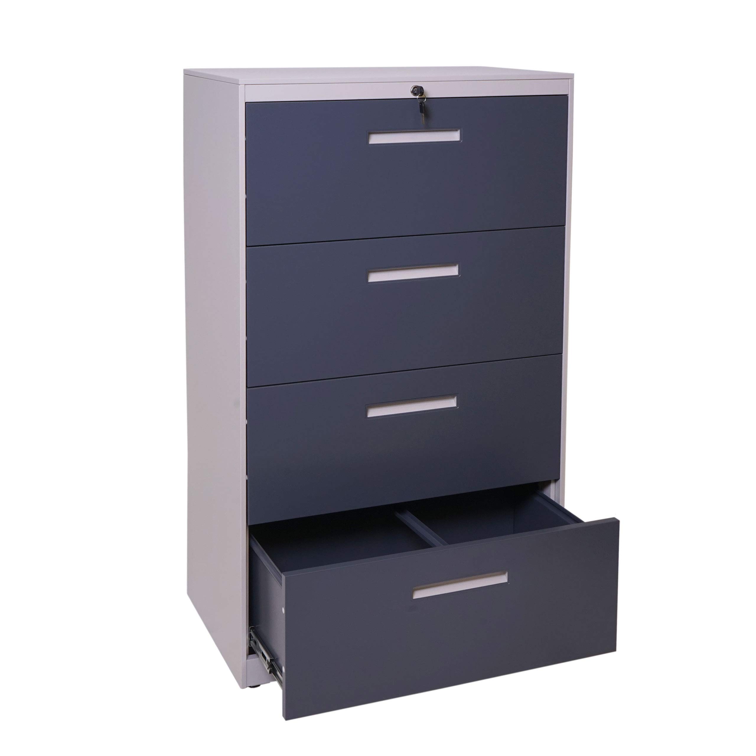 Mendler Classeur Suspendu HWC-A10 A4 verrouillable 132x76x46cm Gris Gris foncé