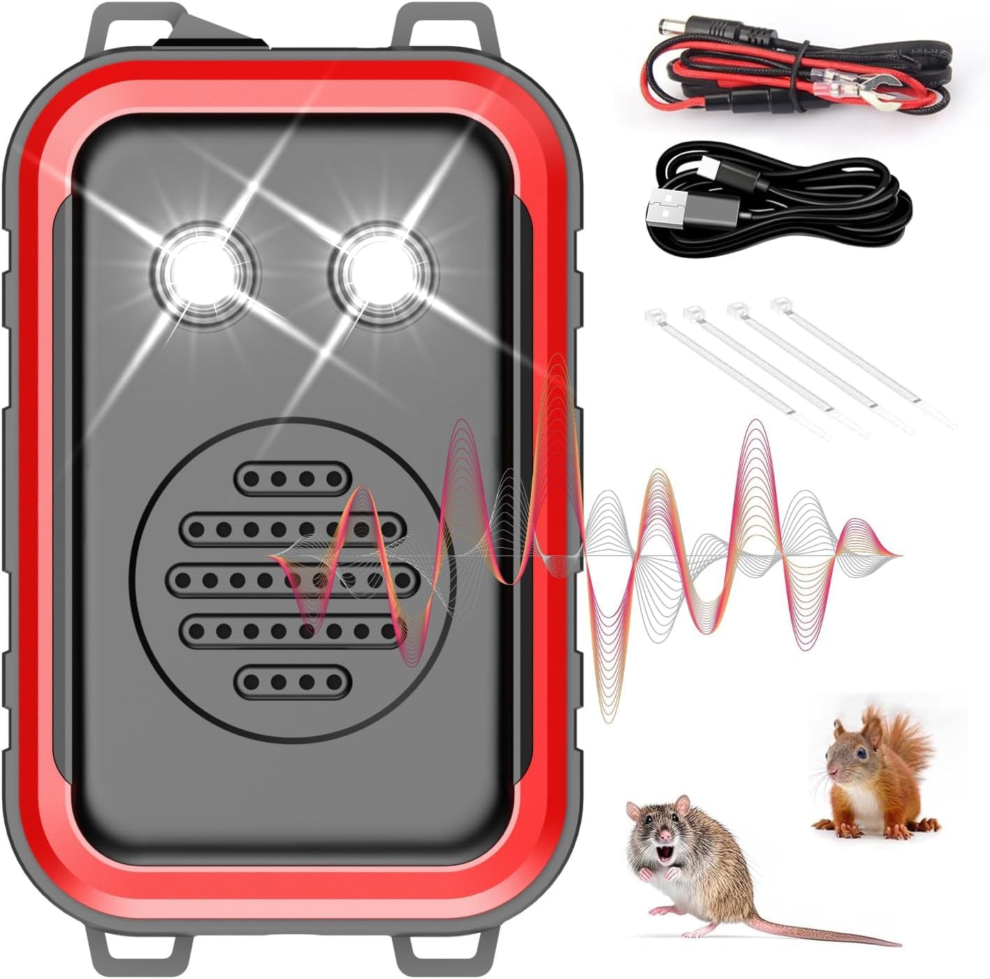 COODAY Ultraschall Marderschreck,Mauseabwehr Kraftfahrzeugmotor,Ultraschall für Ratten,Ultraschall Blitzlichter Nagetiervertreibung,Schutz vor Kabeln Kauen,Easy to Use (Passend für alle Autotypen)