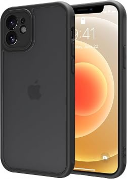 PinLiSheng Case for iPhone 12 mini, Impact Resistant, Prevents Fingerprint Marks, Non-Slip, Matte, Semi-Transparent, No Yellowing, Lens Protection, US Military MIL Standard, Smartphone Cover, Black