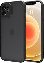 PinLiSheng Case for iPhone 12 mini, Impact Resistant, Prevents Fingerprint Marks, Non-Slip, Matte, Semi-Transparent, No Yellowing, Lens Protection, US Military MIL Standard, Smartphone Cover, Black