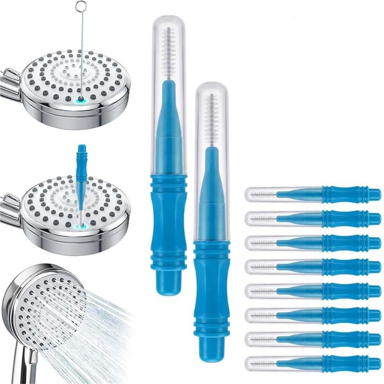 20PCS Shower Head Cleaning Brush For Small Holes, Showerhead Cleaner Picks, Multifunctional Crevice With Nylon Bristles For Bathroom Accessories, Pore Nozzle(Blue)