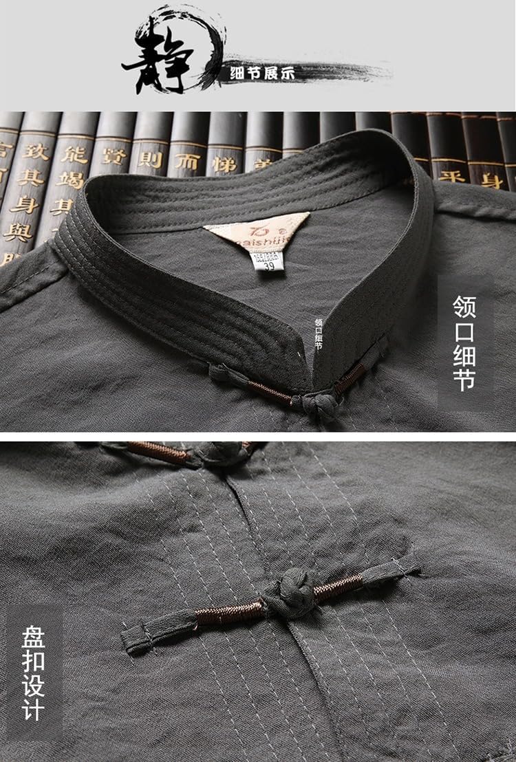 Men's Linen Kung Fu Uniform Tai Chi Meditation Tea Suit