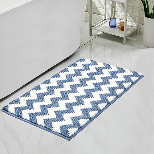 Miniatura 8 de Tapetes de baño de felpilla con diseño de cheurón naranja, antideslizantes, de felpa, peludas y absorbentes, para baño, tapete de baño suave,