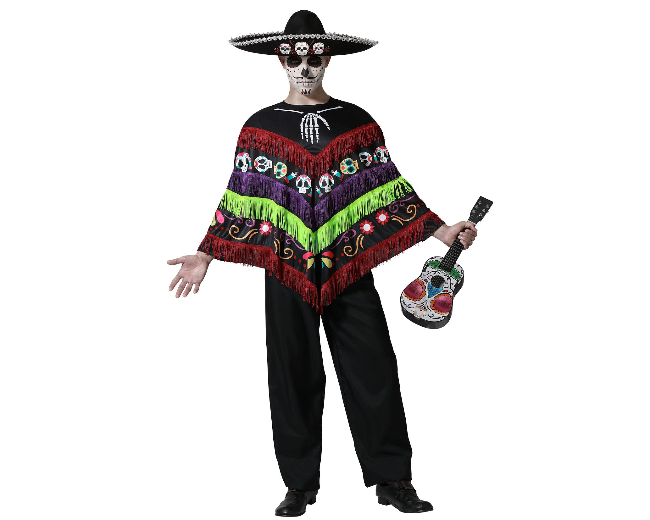 Atosa costume poncho skeleton man adult ONE SIZE