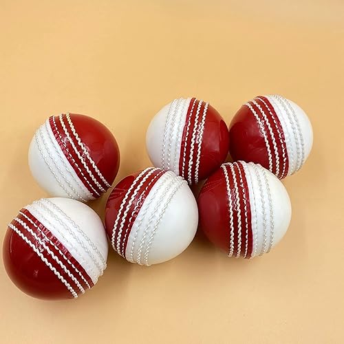 Miniatura 8 de AnNafi Pelotas de entrenamiento de cricket de doble color para entrenamiento deportivo y pelotas divertidas, bola de doble color rojo y blanco,