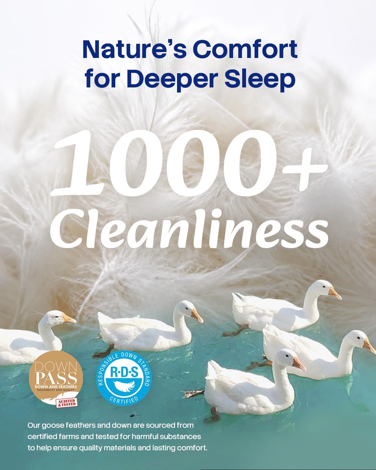 Dreamhood Goose Feather Down Fiber Comforter, All Season Duvet Insert White