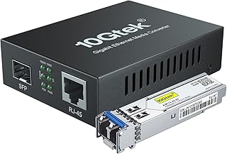 Gigabit Ethernet Media Converter with a 1Gb SFP LX LC Singlemode Module, 10/100/1000M RJ45 to 1000Base-LX, up to 20km, with a British Power Supply