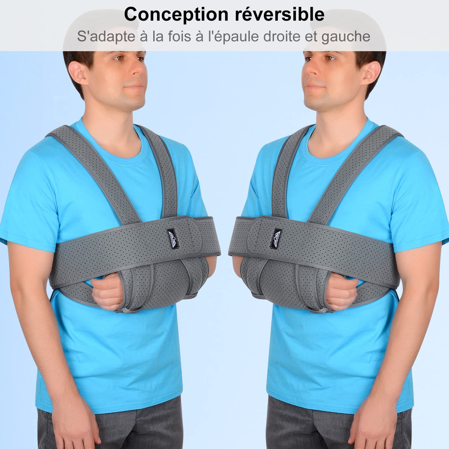supregear Écharpe de Bras Immobilisateur d'épaule, Réglable Confortable Élingue d'immobilisation pour Bras/Main/Coude, Echarpe de Soutien pour Bras Droit et Bras Gauche - Gris