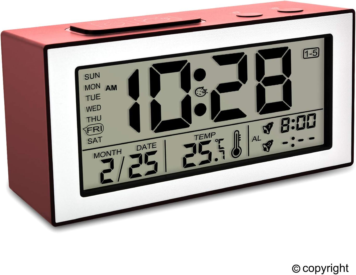 Fluorescent Message Board Alarm Clock With Highlighter Electronic LED Blue Digital Display Time Date Travel Home Bedroom Multifunction Erasable Memo Clock Child's Gift with Birthday Reminder