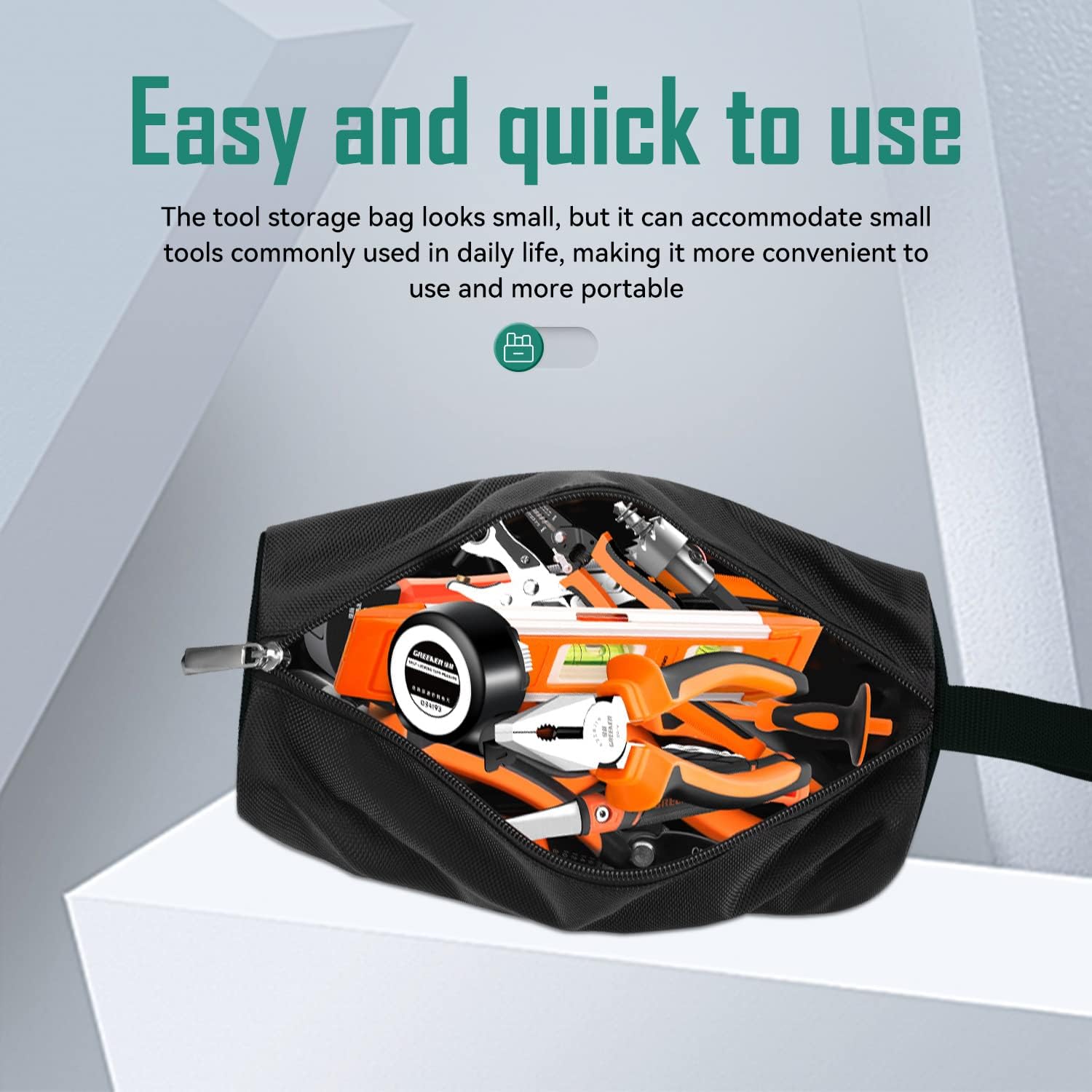 Ruibo Petits Sacs En Toile à Fermeture éclair / Pochette à Outils Multifonction Avec Boucle De Suspension Pour Tournevis, Pinces, Tourne-noix, Cadeaux Pour Homme/femme