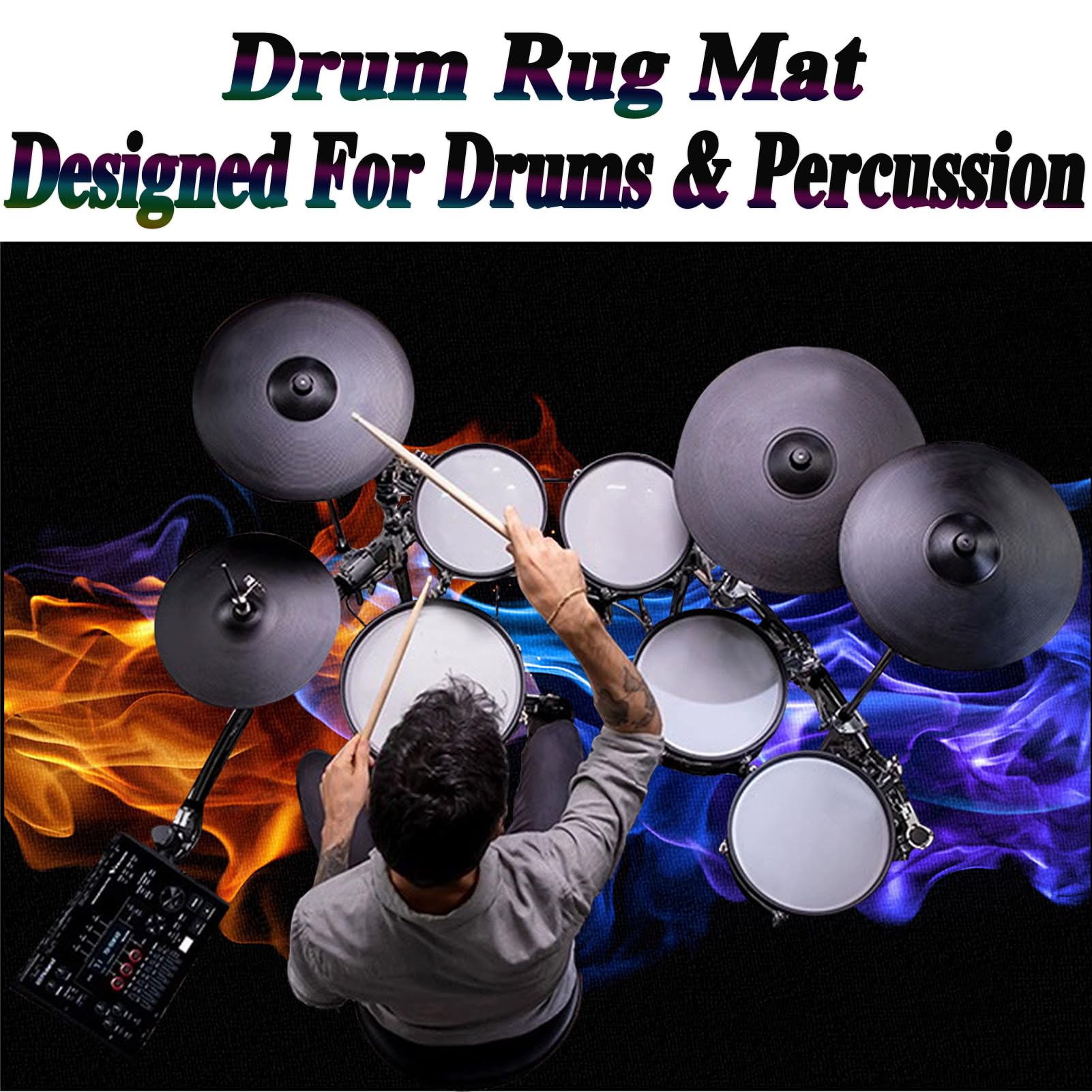 Tapis de Batterie Antidérapant et Insonorisant, Tapis de Protection pour Batterie électronique, Tapis de Tambour, Tapis pour Batterie et Percussions, Tapis Professionnel de Jazz 140 x 120 cm