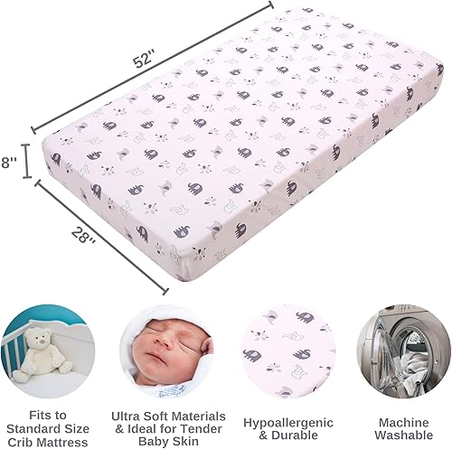 Miniatura 3 de Baby Bees Juego de ropa de cama de cuna de elefantes de 4 piezas para niños y niñas  Juego de ropa de cama para cuna de bebé, edredón, volantes de