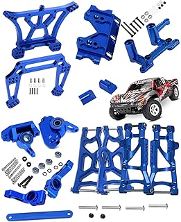 RCMYou Upgrades Part for 1/10 Slash 2WD,Aluminum Front Rear Suspension Arm,Shock Tower,Caster Block,Steering Blocks,Rear Stub Axle Carriers,Steering Block,Front Bulkhead Upgrades Set,Navy Blue