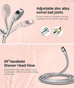 SunCleanse Filtered Shower Head with Handheld,9-Spray Setting High Pressure Detachable Shower Head with 4 Filters for Hard Water - Filter Chlorine, Improve Skin and Hair Texture(4 Filters, Chrome)