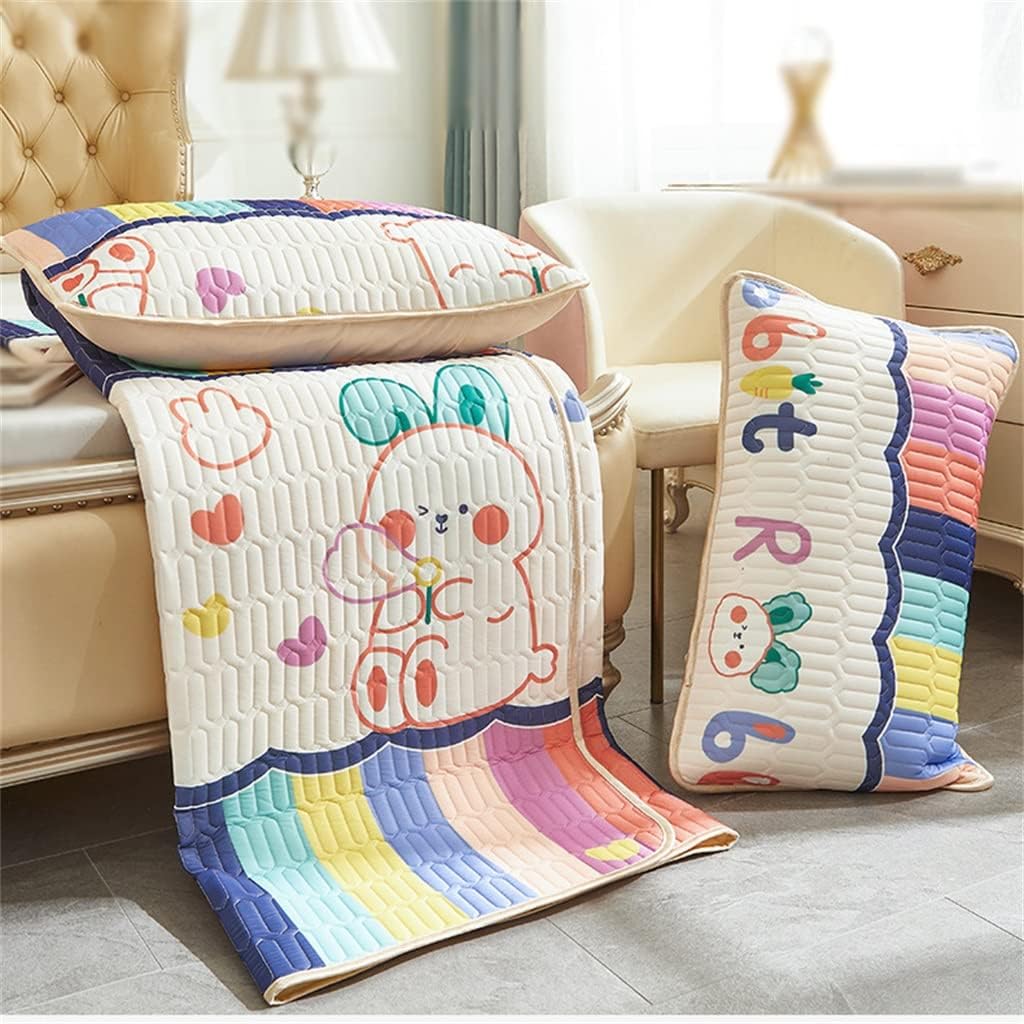 Latex Mat Three-Piece Ice Silk Mat Washable Air Conditioning Soft Mat Thai Latex Pad(200 * 220CM)