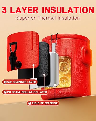 Miniatura 4 de Dispensador de bebidas aislado de 2 galones, dispensador de bebidas calientes con interior de acero inoxidable 304 y boquilla, dispensador de agua