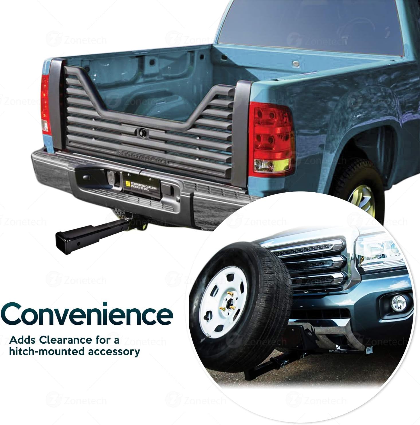 Zone Tech Trailer Hitch Receiver Tube Extender - Premium Quality Trailer Hitch Extension Receiver Tube Extenders for 2" Receiver, 7" Length, 3500 lbs with Pin & Clip