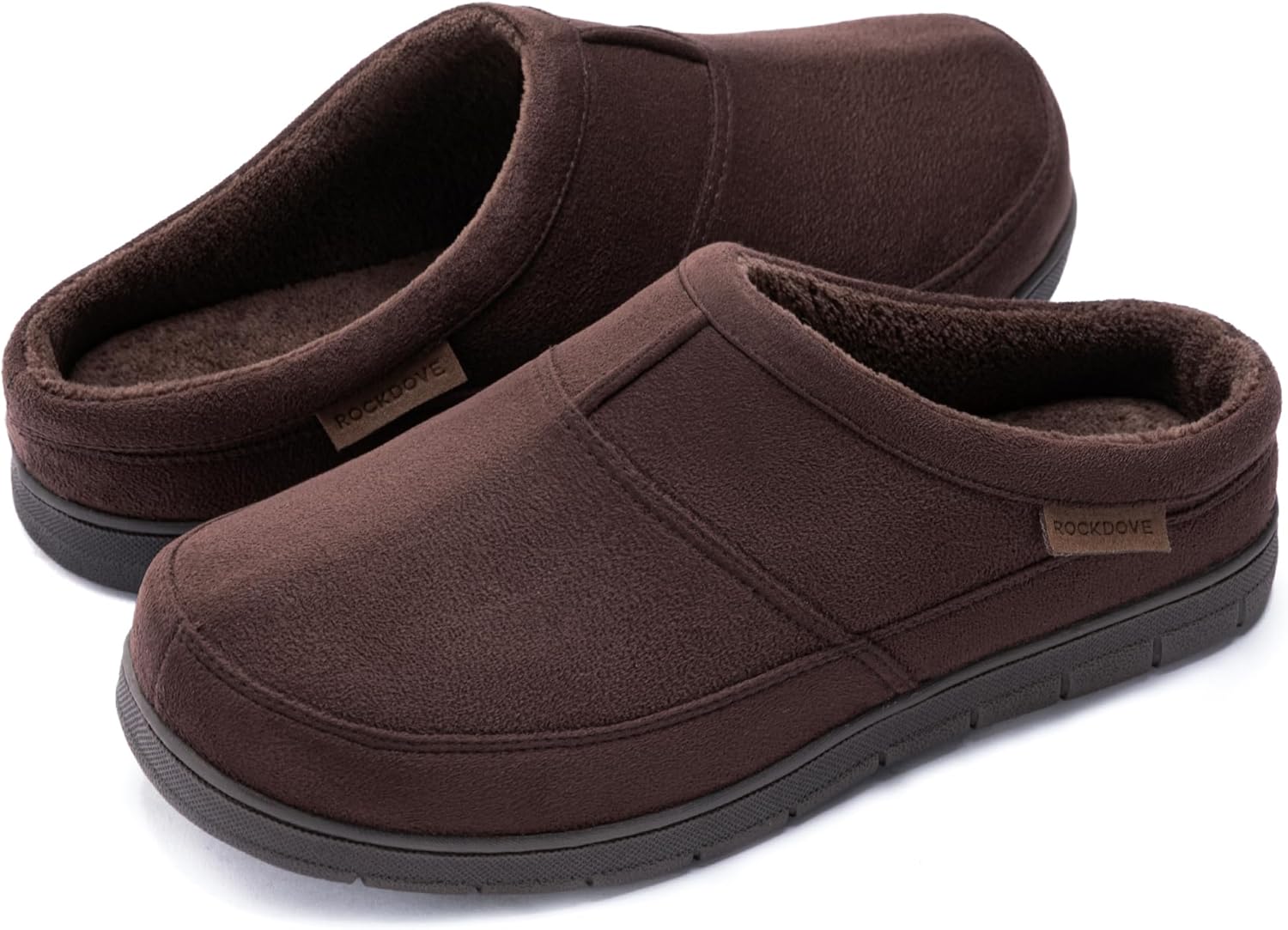 RockDove Men's SoftStride Faux Suede Memory Foam House Slipper with Indoor Outdoor Sole