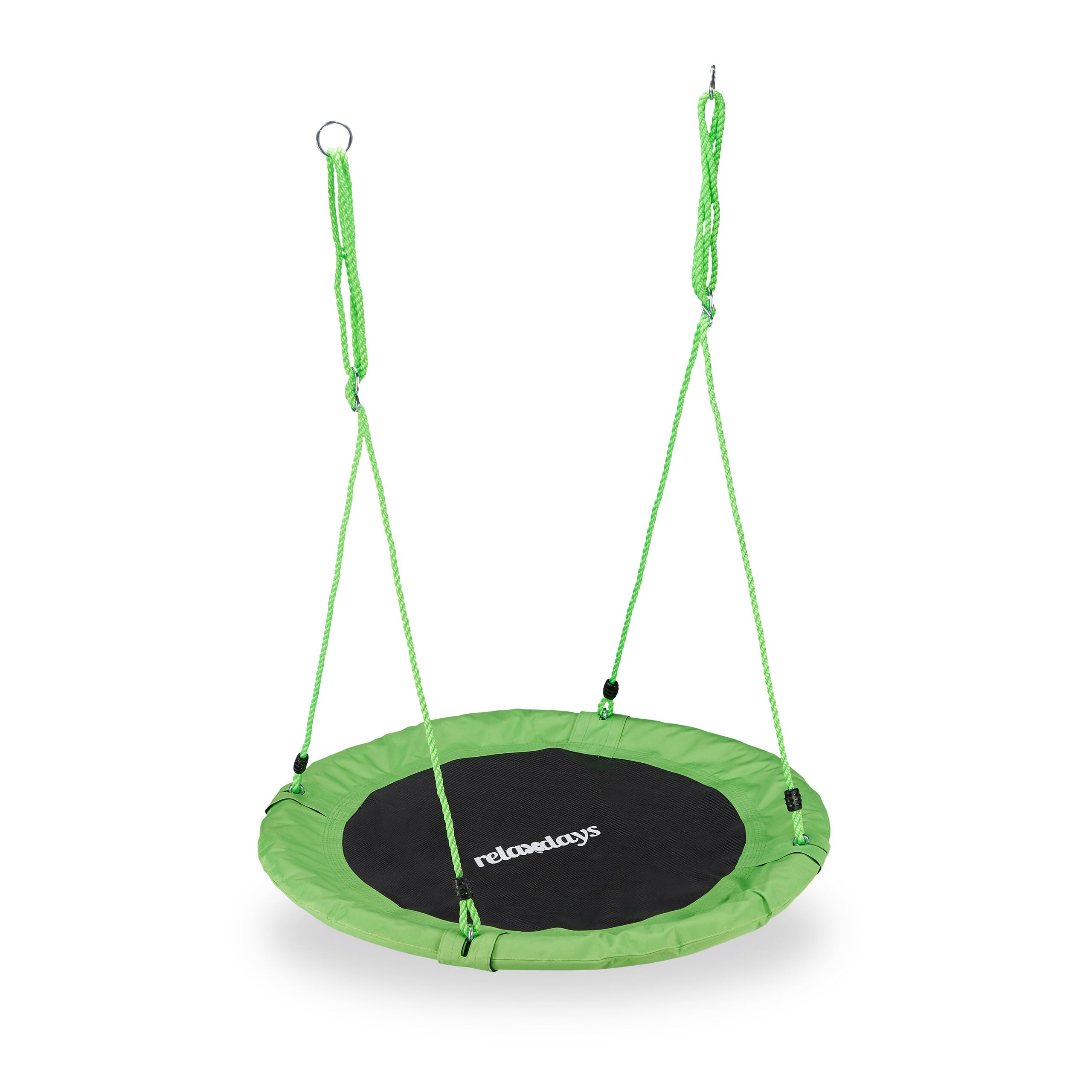 Relaxdays Outdoor Nest Swing for Kids & Adults, Ø 110 cm, For up to 100 kg, Round Swing, Green