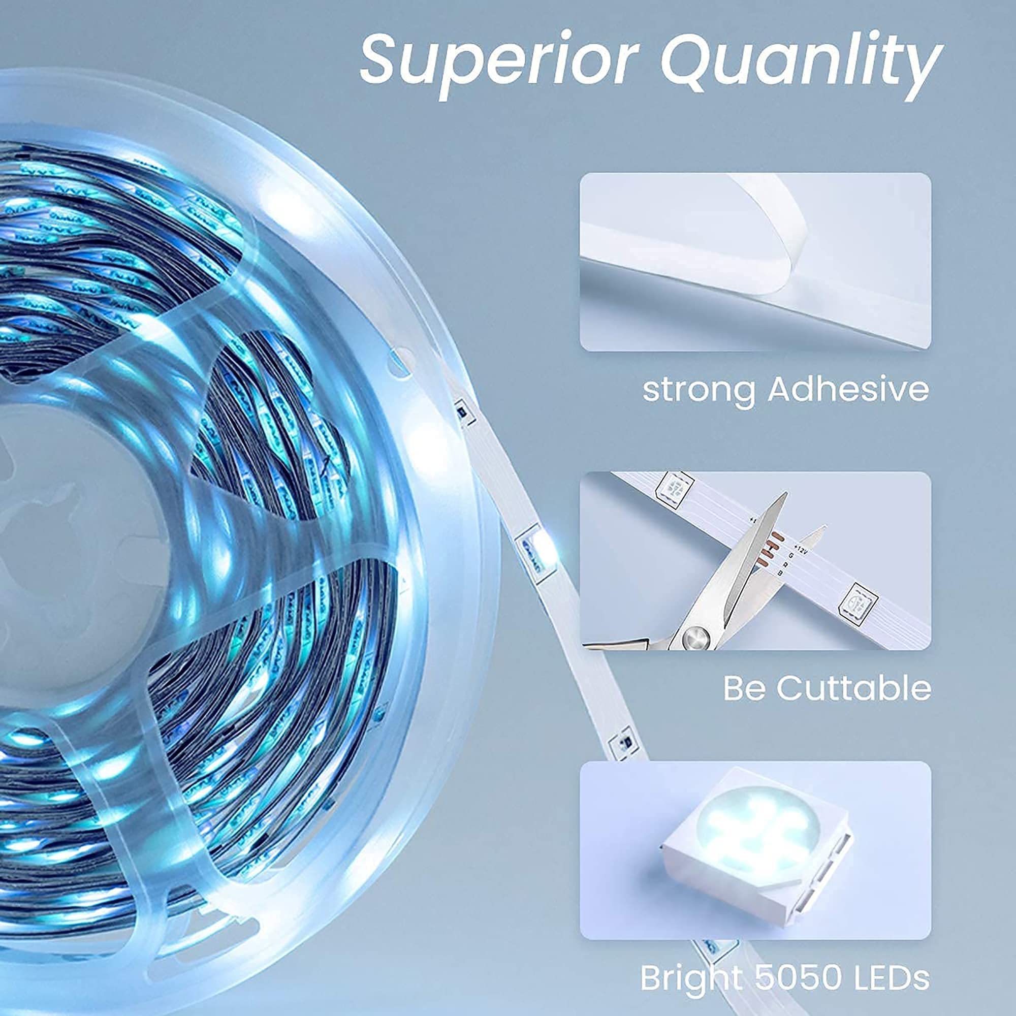 TJOY Intelligente LED-Lichterkette, 30 m, funktioniert mit Alexa, 2835 RGB Farbwechsel, Musik-Synchronisation, LED-Streifen mit App-Fernbedienung, Lichter