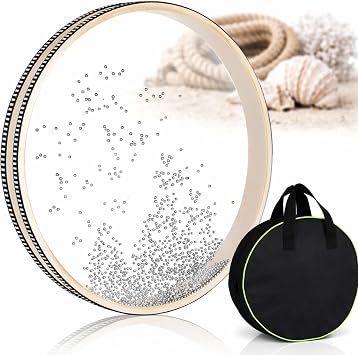 Wave Bead Ocean Drum 10''   Hardwood Natural Colored Water Drum 10 Inch Musical Instrument for Meditation Ocean Sound Healing and Relaxation