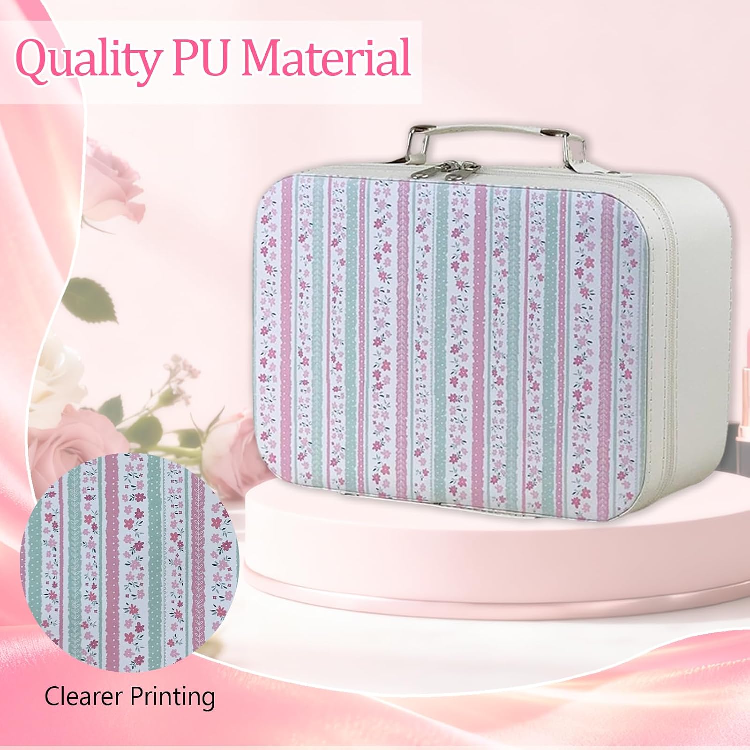 Travel Makeup Case with Mirror, Large Capacity Cosmetic Bag,for Bedroom, Travel,Portable Organizer for Cosmetics, Nail Tools, Craft Supplies, Gift for Women Mom Girls