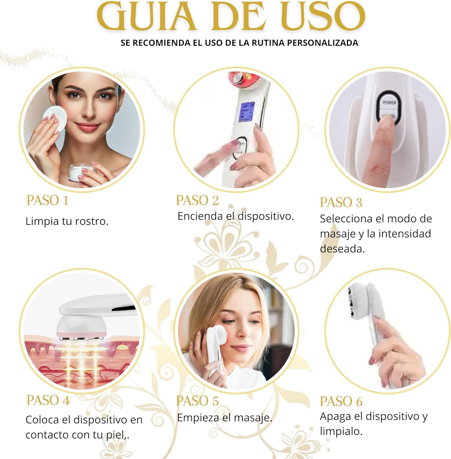 Stock - Massaggiatore per il viso, radiofrequenza, 5 in 1 Rf LED, dispositivo viso ad ultrasuoni, ringiovanimento, pulizia profonda, cura del viso, massaggio per viso