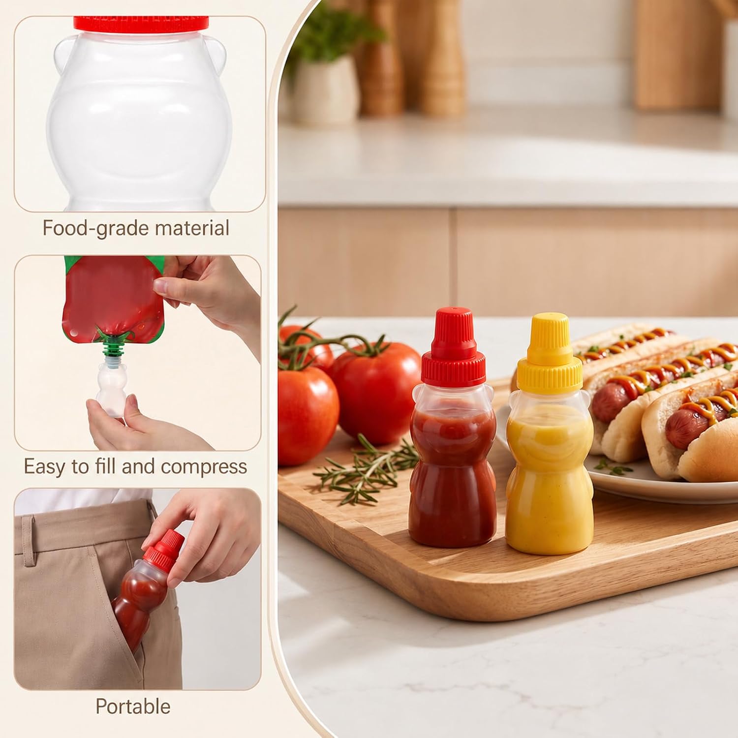16Pcs Mini Condiment Squeeze Bottles 25ML Mini Ketchup Bottles