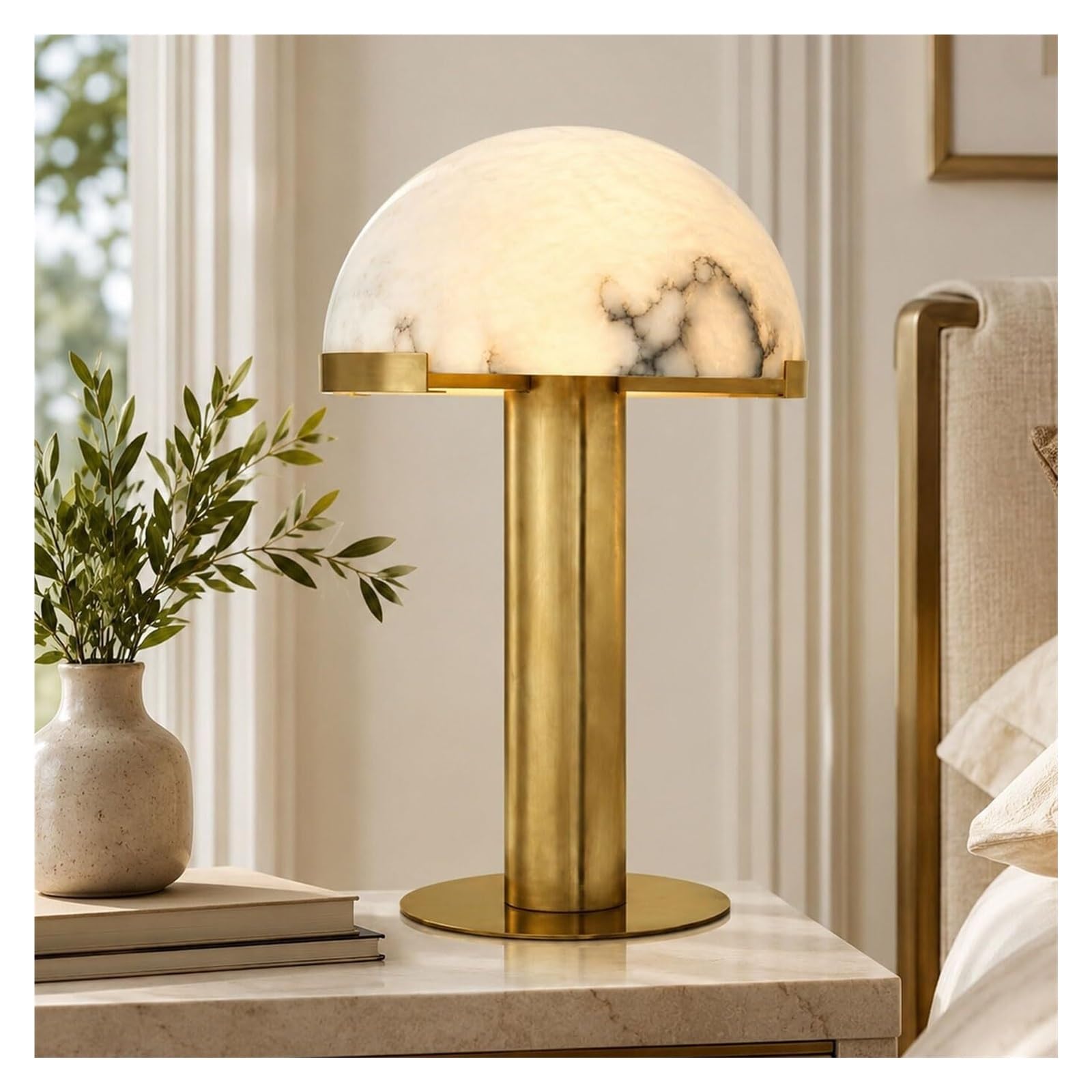 Khukhu One Color Marble Table Lamp Mushroom Table Lamp Modern Natural Stone Bedside Lamp