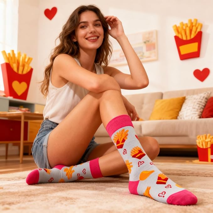 Calcetines divertidos para mujer, novedosos, multicolor miniatura 7