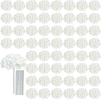AVIVIHO 65pcs White Hydrangea Artificial Flowers Bulk - Realistic Fluffy Silk Fake Hydrangeas, No Steaming Needed, Stems Included for Wedding, Home Decor