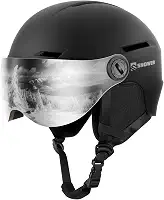 SNOWER Capacete de esqui com óculos, capacete de snowboard 2 em 1 e óculos de viseira - ajuste ajustável e sistema de ventilação - capacetes de neve para homens e mulheres