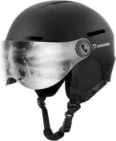 SNOWER Capacete de esqui com óculos, capacete de snowboard 2 em 1 e óculos de viseira - ajuste ajustável e sistema de ventilação - capacetes de neve para homens e mulheres