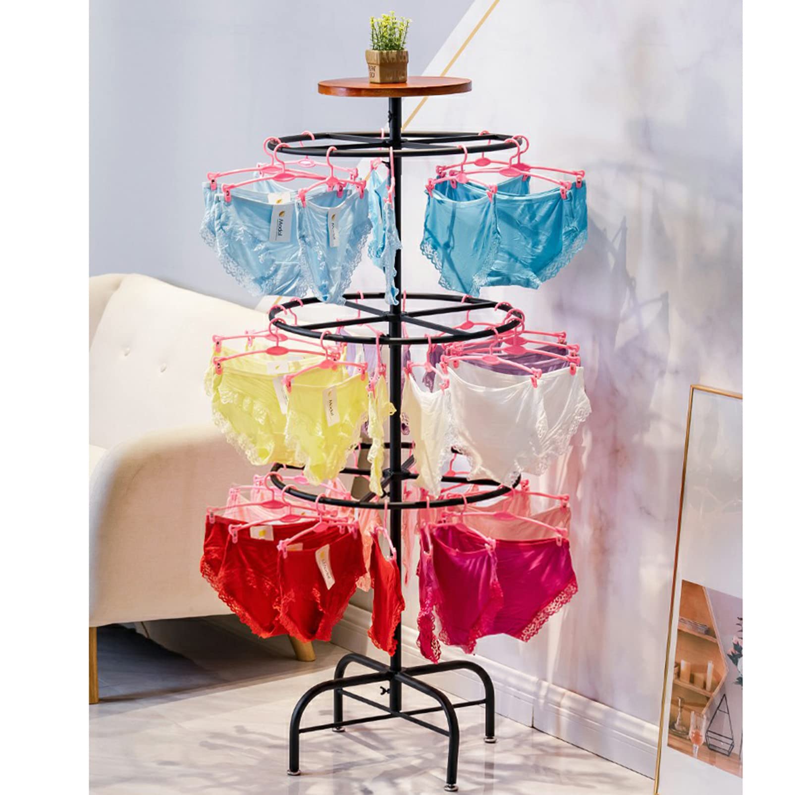 360 Rotación De Ropa Racting Heavy Duty Metal Garment Stand con Ruedas Organizador Colgante Ajustable para Boutique Home Tienda Al por Menor Negro